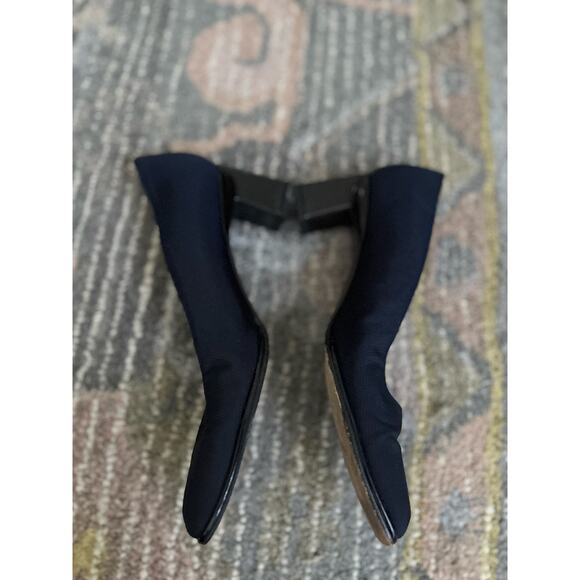 Stuart Weitzman Black Square Toe Block Heel Pumps 7.5 Narrow Vintage - Picture 2 of 7